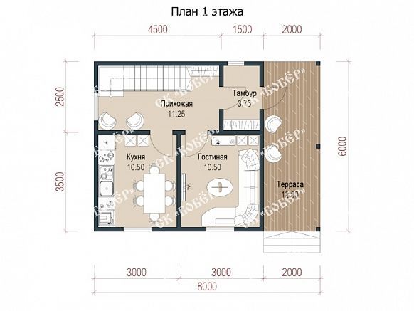 Дом из бруса 6х8. фото